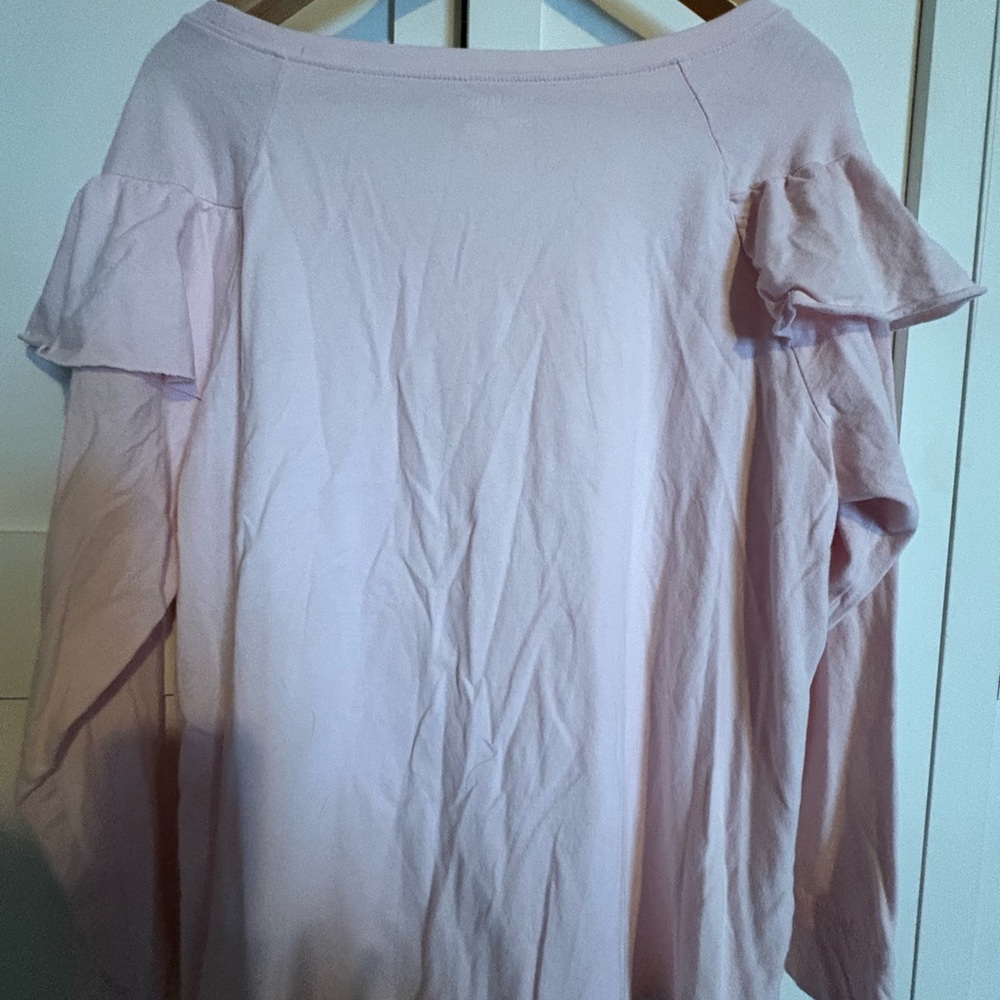 Lane Bryant Light Pink Ruffle Blouse - Picture 3 of 5